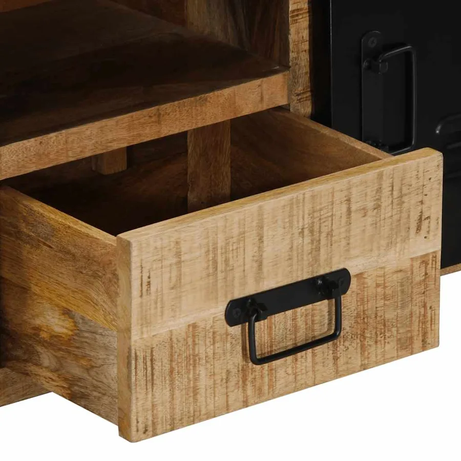 Meuble TV 100x30x40 cm bois massif de manguier brut - 6