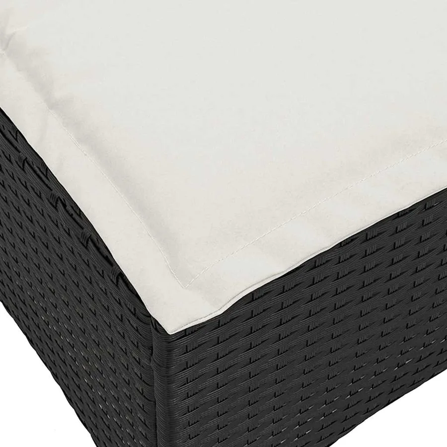 Canapé de jardin inclinable coussins forme de L noir polyrotin - 11