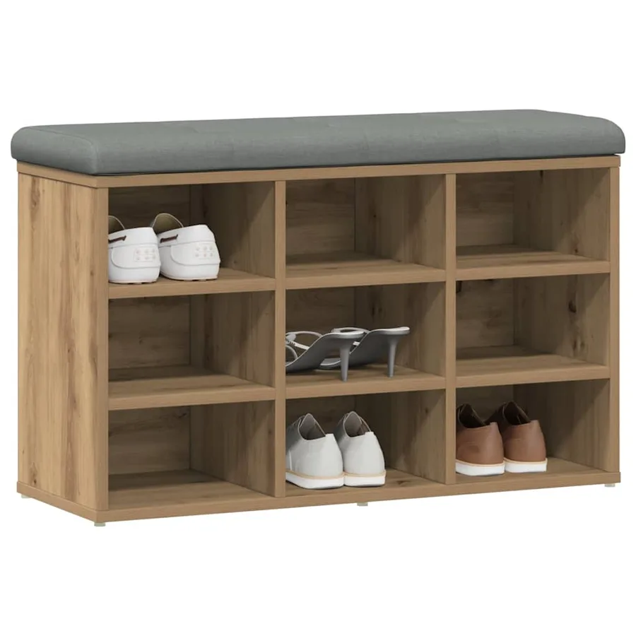Banc à chaussures chêne artisanal 82x32x50 cm bois d'ingénierie - 6