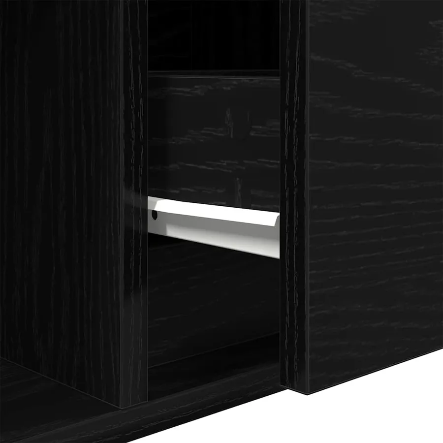 Meuble TV chêne noir 60x31x25,5 cm bois d'ingénierie - 12