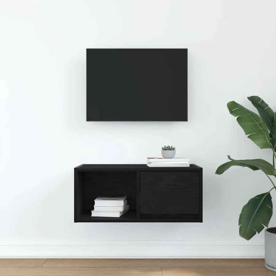 Meuble TV chêne noir 60x31x25,5 cm bois d'ingénierie - 3