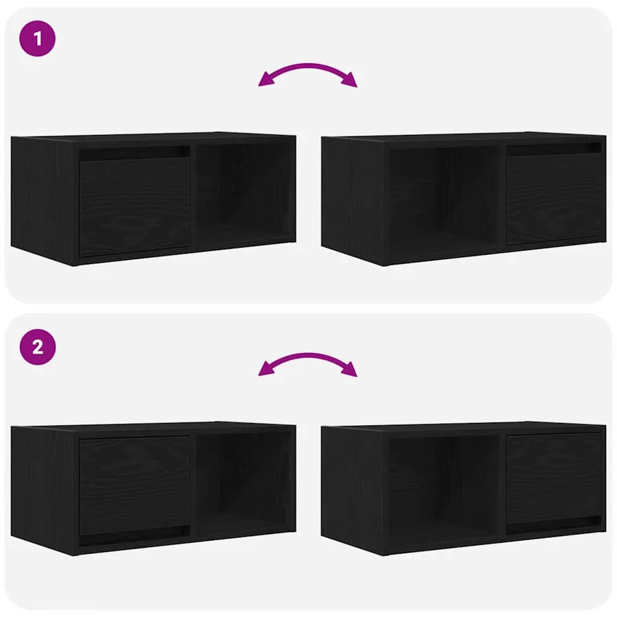 Meuble TV chêne noir 60x31x25,5 cm bois d'ingénierie - 9