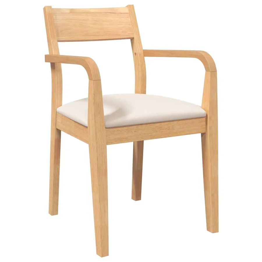 Chaises à manger coussins 2 pcs naturel bois massif caoutchouc - 4