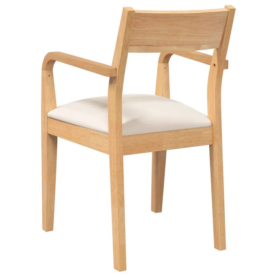 Chaises à manger coussins 2 pcs naturel bois massif caoutchouc - 7
