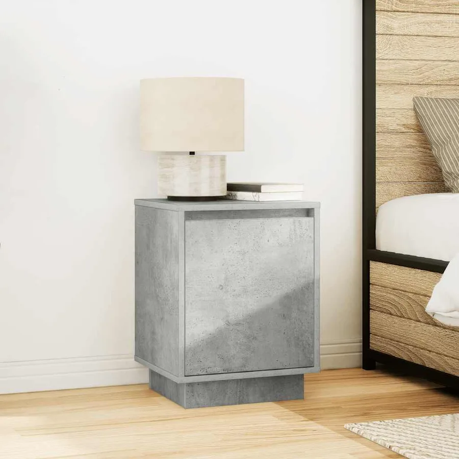 Tables de chevet avec lumières LED 2 pcs gris béton 38x34x50 cm - 5