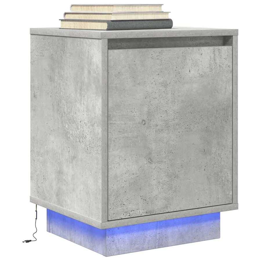 Tables de chevet avec lumières LED 2 pcs gris béton 38x34x50 cm - 6