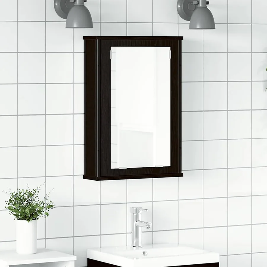 Armoire à miroir de salle de bain chêne noir bois ingénierie