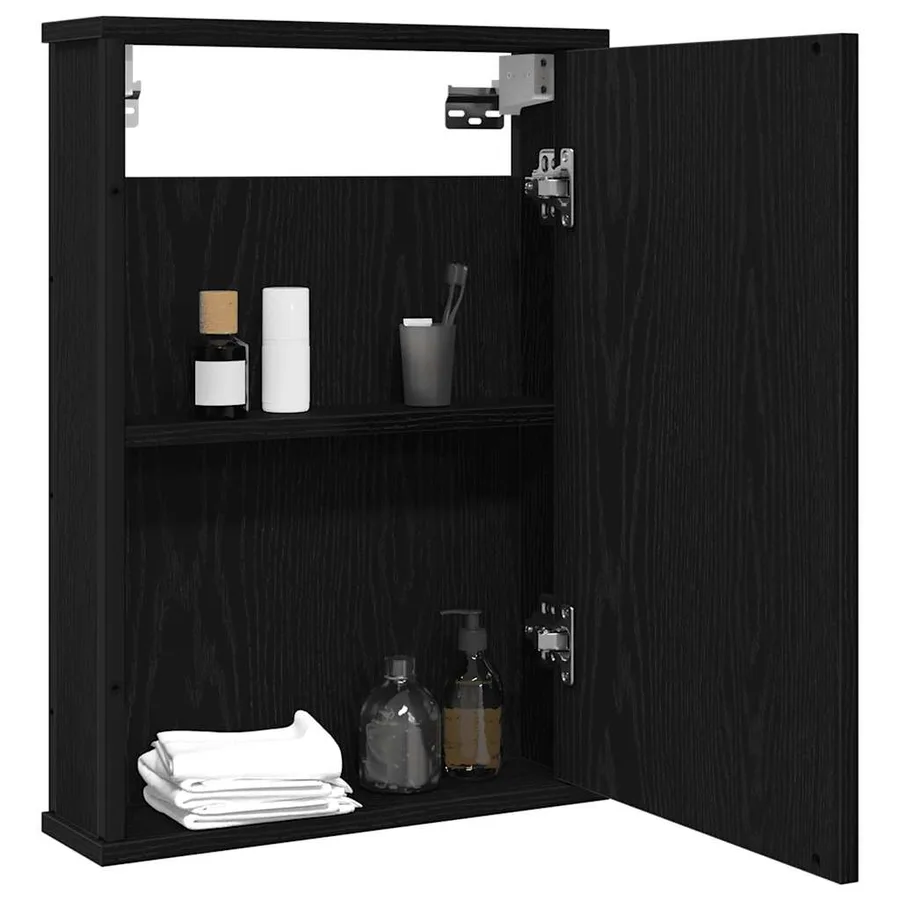 Armoire à miroir de salle de bain chêne noir bois ingénierie - 3