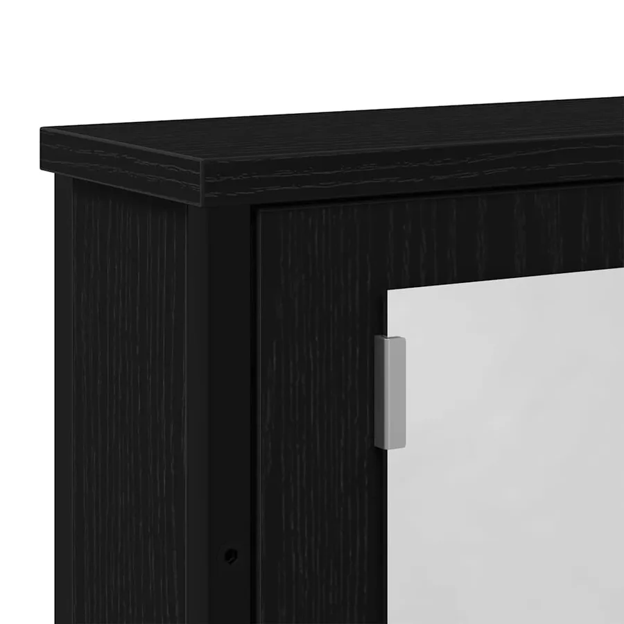 Armoire à miroir de salle de bain chêne noir bois ingénierie - 8