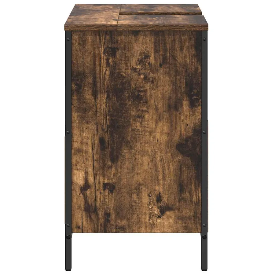 Meuble de salle de bain lavabo tiroirs chêne fumé 60x34,5x60 cm - 7