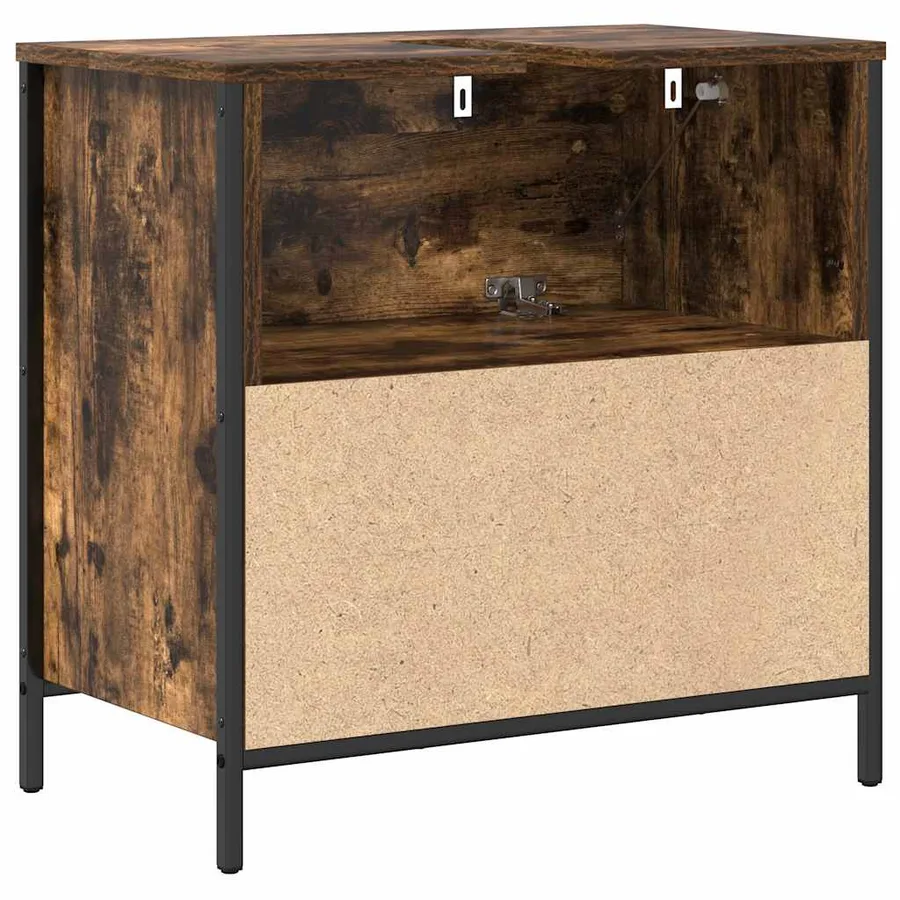 Meuble de salle de bain lavabo tiroirs chêne fumé 60x34,5x60 cm - 8