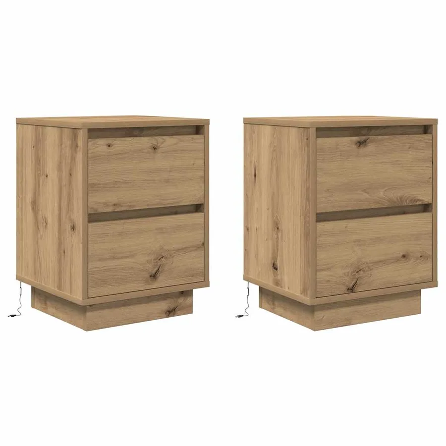 Armoires de chevet lumières LED 2pcs chêne artisanal 38x34x50cm - 3