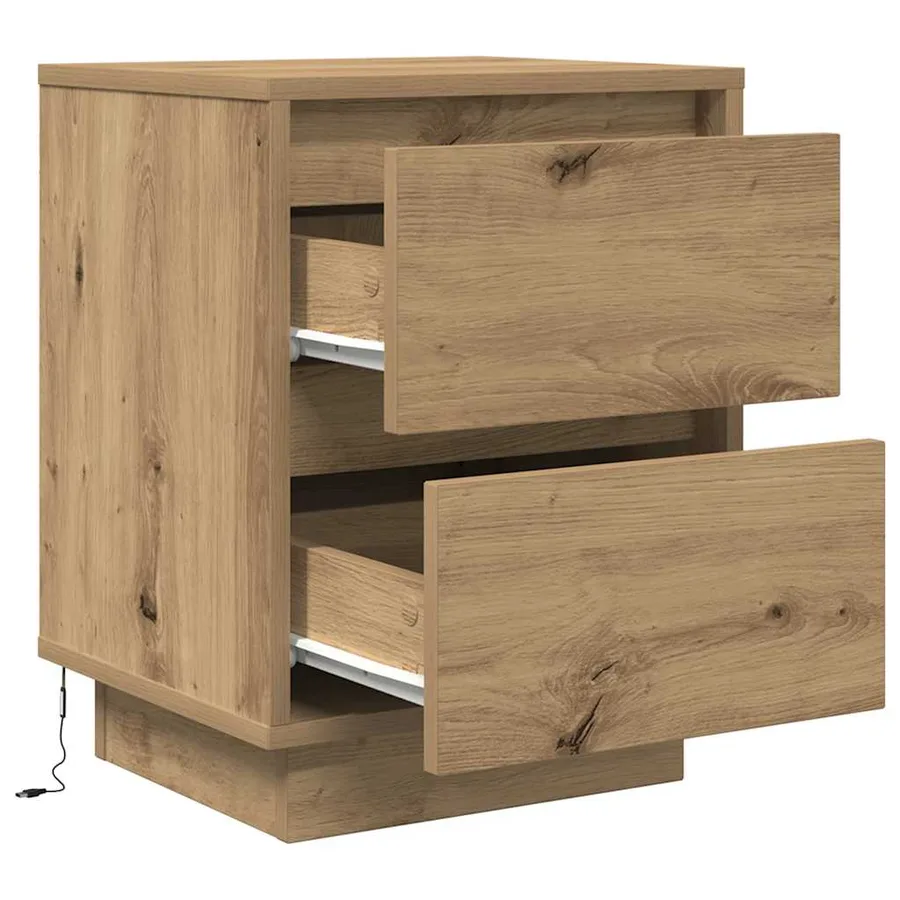 Armoires de chevet lumières LED 2pcs chêne artisanal 38x34x50cm - 8