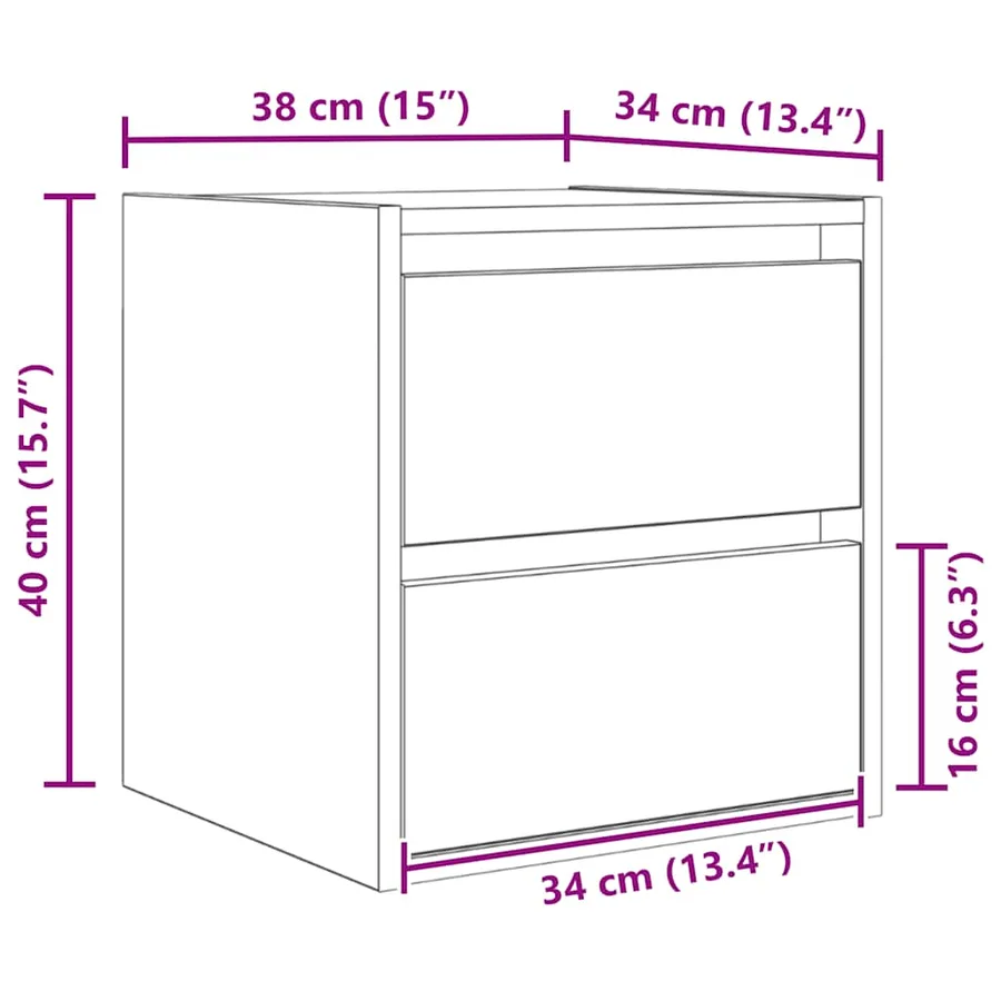 Table de chevet murale chêne sonoma 38x34x40 cm - 13