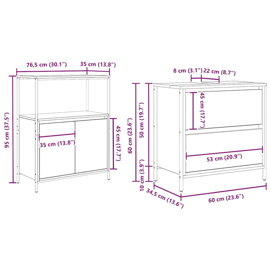 Ensemble de mobilier de salle de bain avec étagère 5 pcs Gris - 16