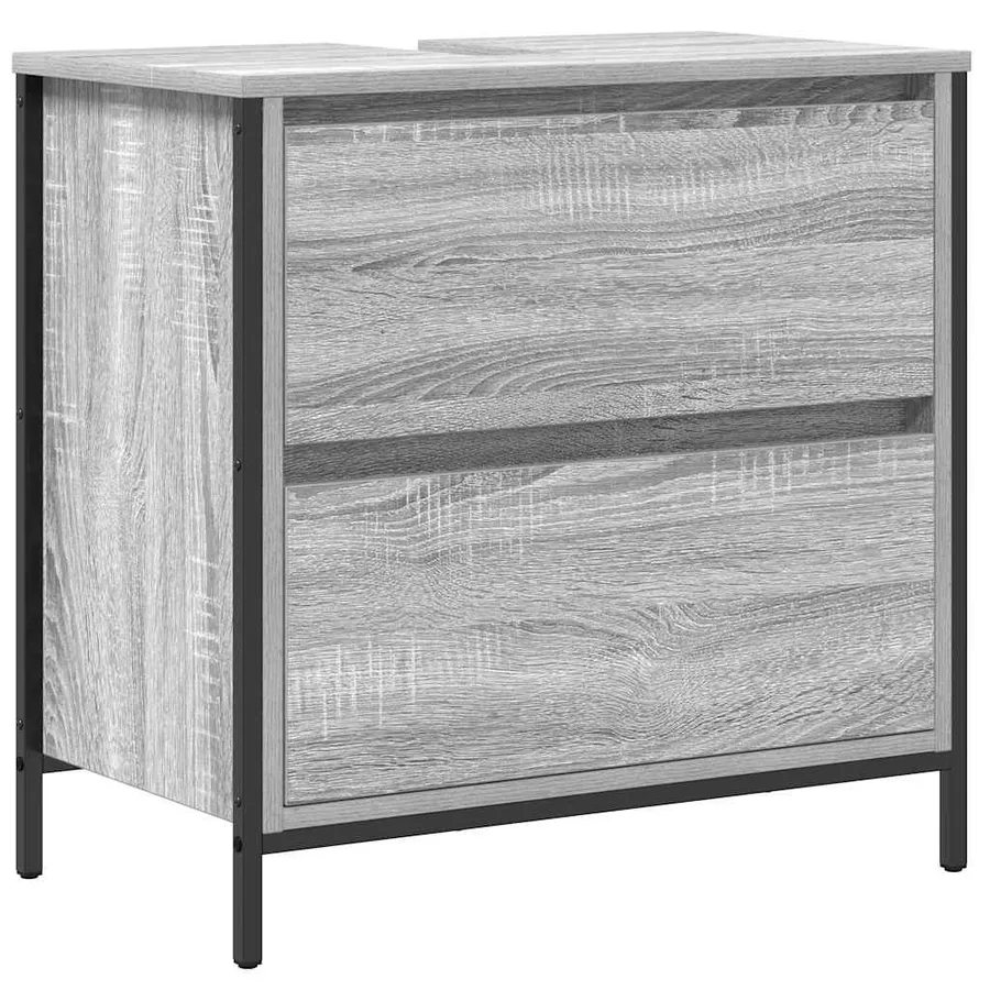 Ensemble de mobilier de salle de bain avec étagère 5 pcs Gris - 6
