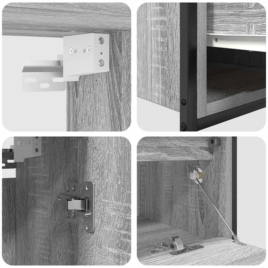 Ensemble de mobilier de salle de bain avec étagère 5 pcs Gris - 8