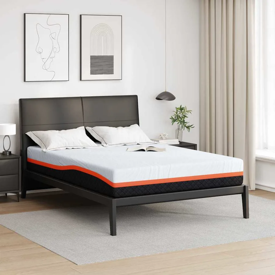 Matelas Blanc et Gris 140 x 200 cm Tissu jacquard