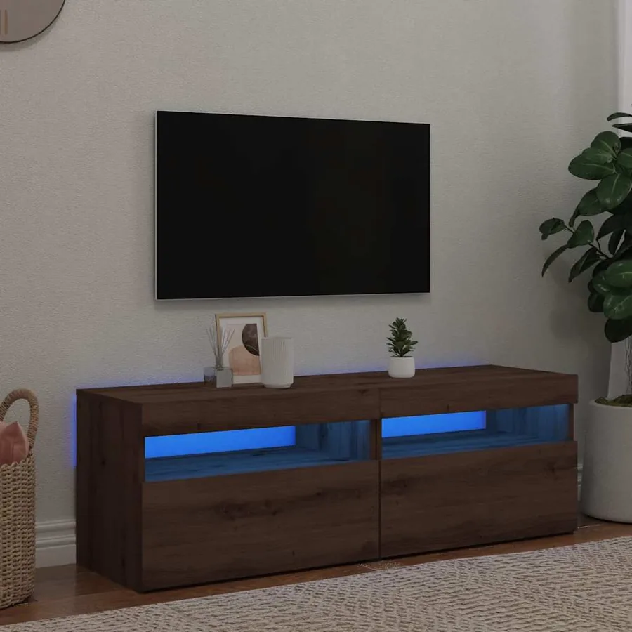 Meubles TV avec lumières LED 2 pcs chêne artisanal