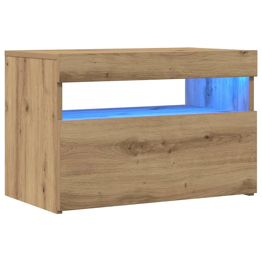 Meubles TV avec lumières LED 2 pcs chêne artisanal - 4