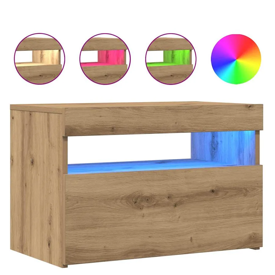 Meubles TV avec lumières LED 2 pcs chêne artisanal - 7