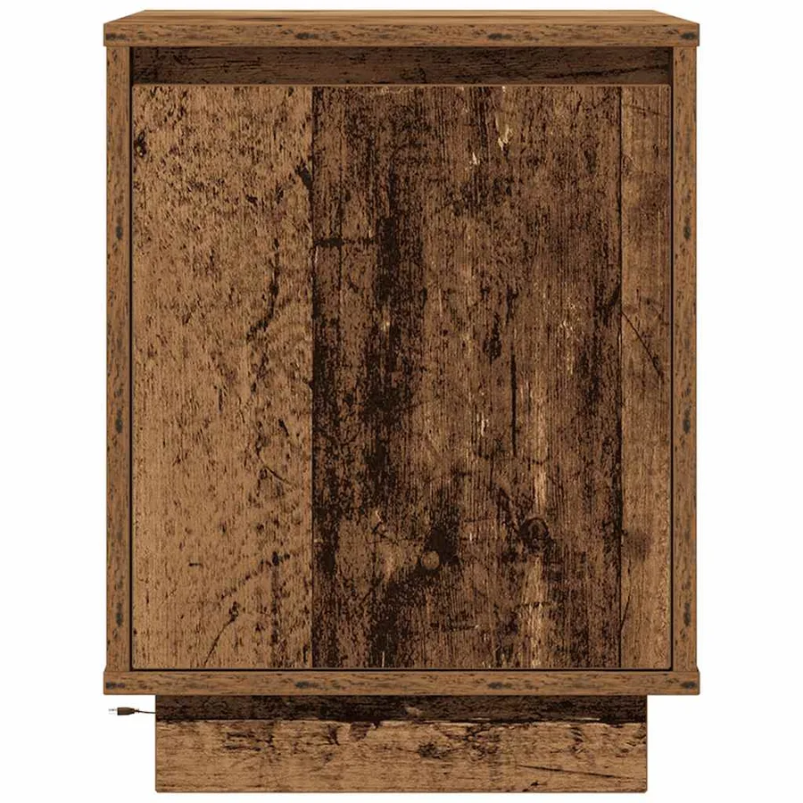 Table de chevet avec lumières LED vieux bois 38x34x50 cm - 6