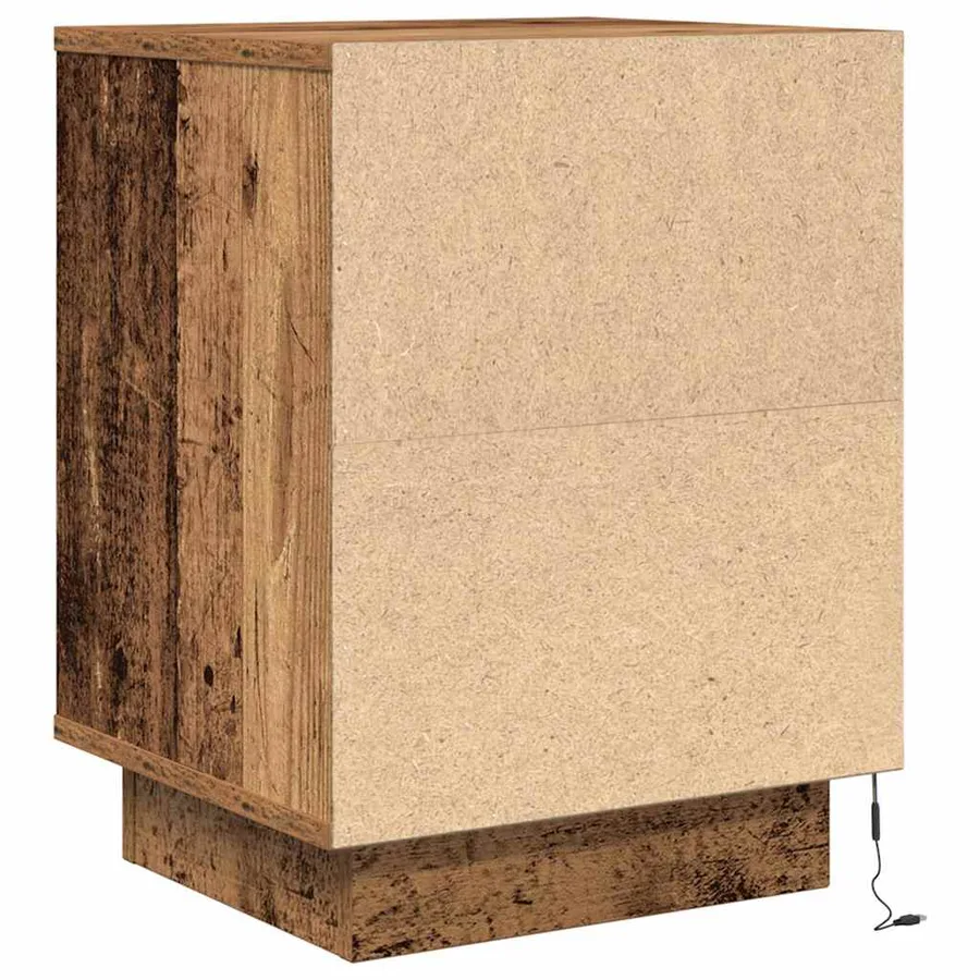 Table de chevet avec lumières LED vieux bois 38x34x50 cm - 8