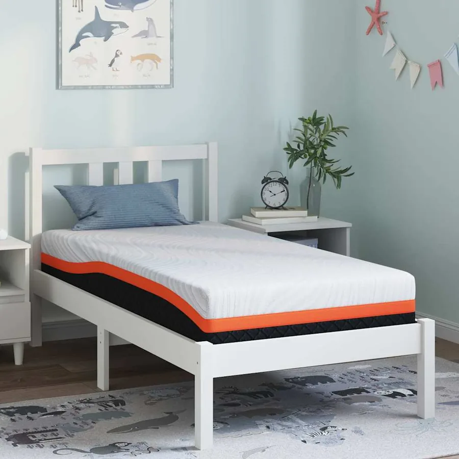 Matelas Blanc et Noir 80 x 160 cm Tissu jacquard