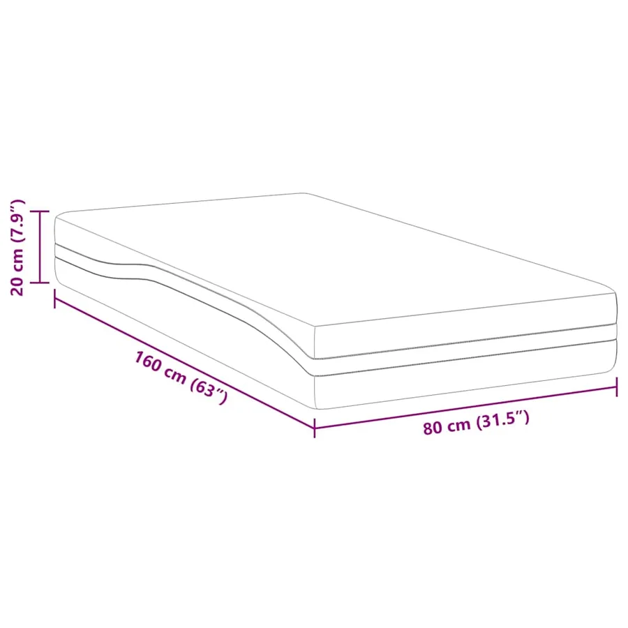 Matelas Blanc et Noir 80 x 160 cm Tissu jacquard - 11