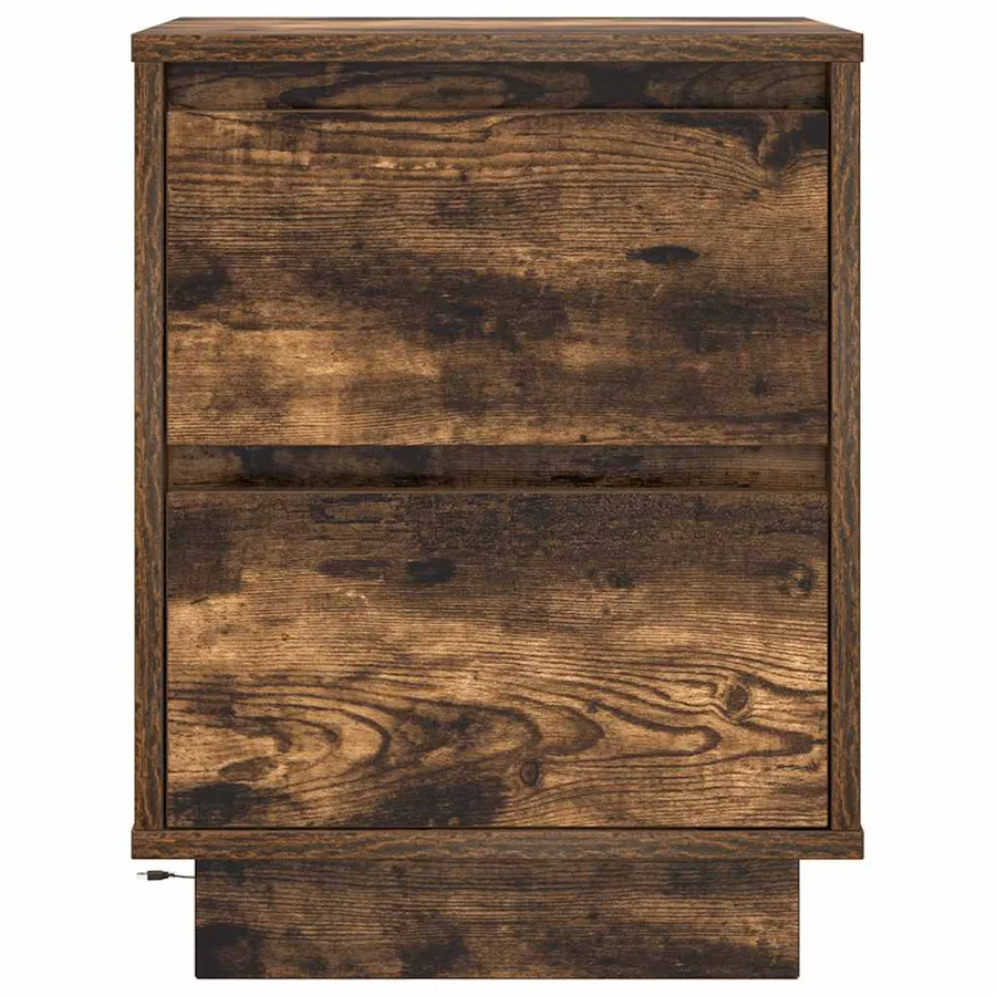 Table de chevet avec lumières LED chêne fumé 38x34x50 cm - 6