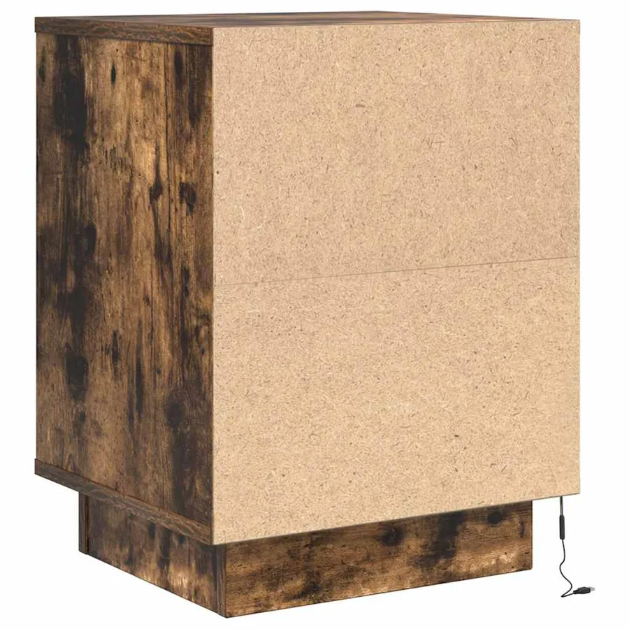Table de chevet avec lumières LED chêne fumé 38x34x50 cm - 8