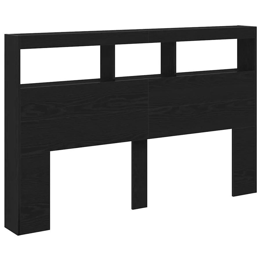 Armoire tête de lit avec LED chêne noir 160x17x102 cm - 6