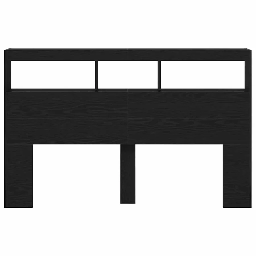 Armoire tête de lit avec LED chêne noir 160x17x102 cm - 7