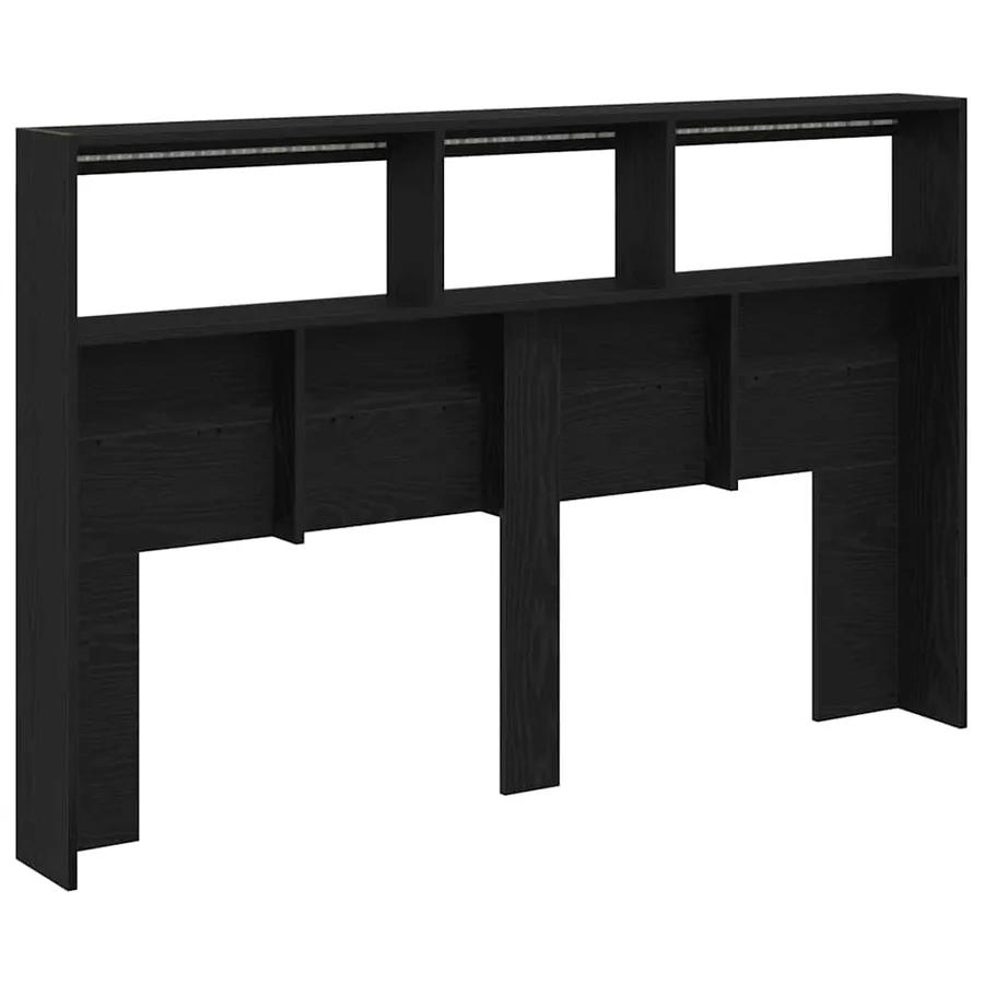 Armoire tête de lit avec LED chêne noir 160x17x102 cm - 9