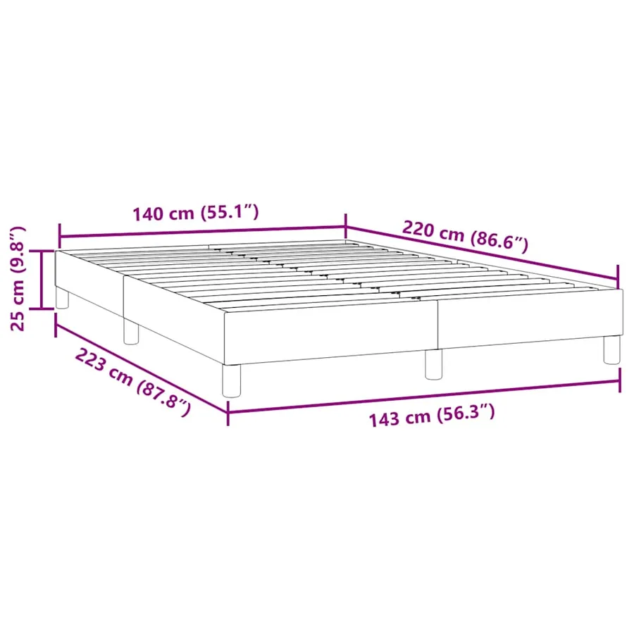 Cadre de lit sans matelas gris foncé 140x220 cm velours - 10