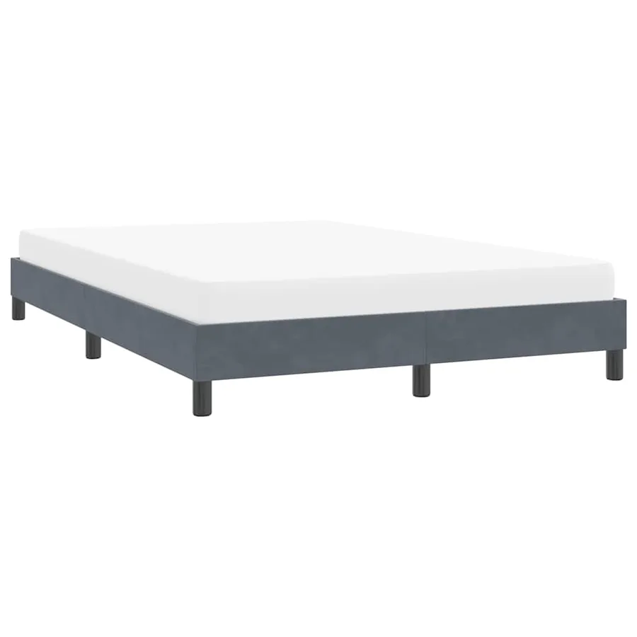 Cadre de lit sans matelas gris foncé 140x220 cm velours - 4