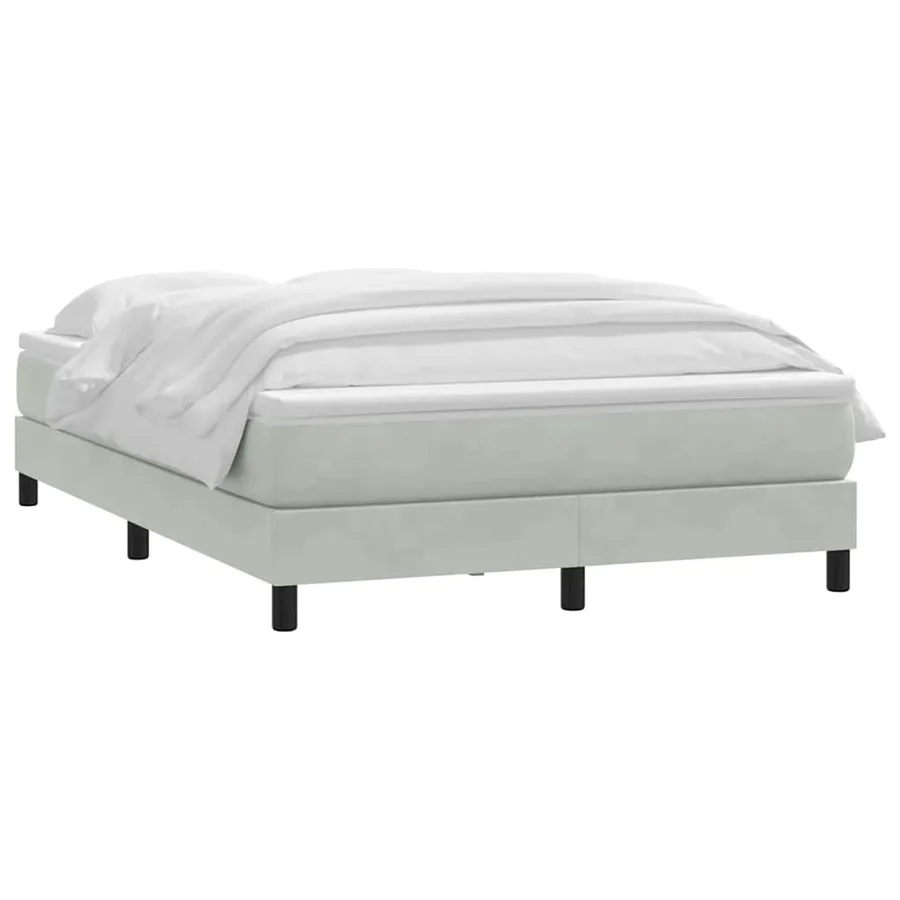 Sommier à lattes de lit et matelas gris clair 160x220cm velours - 3
