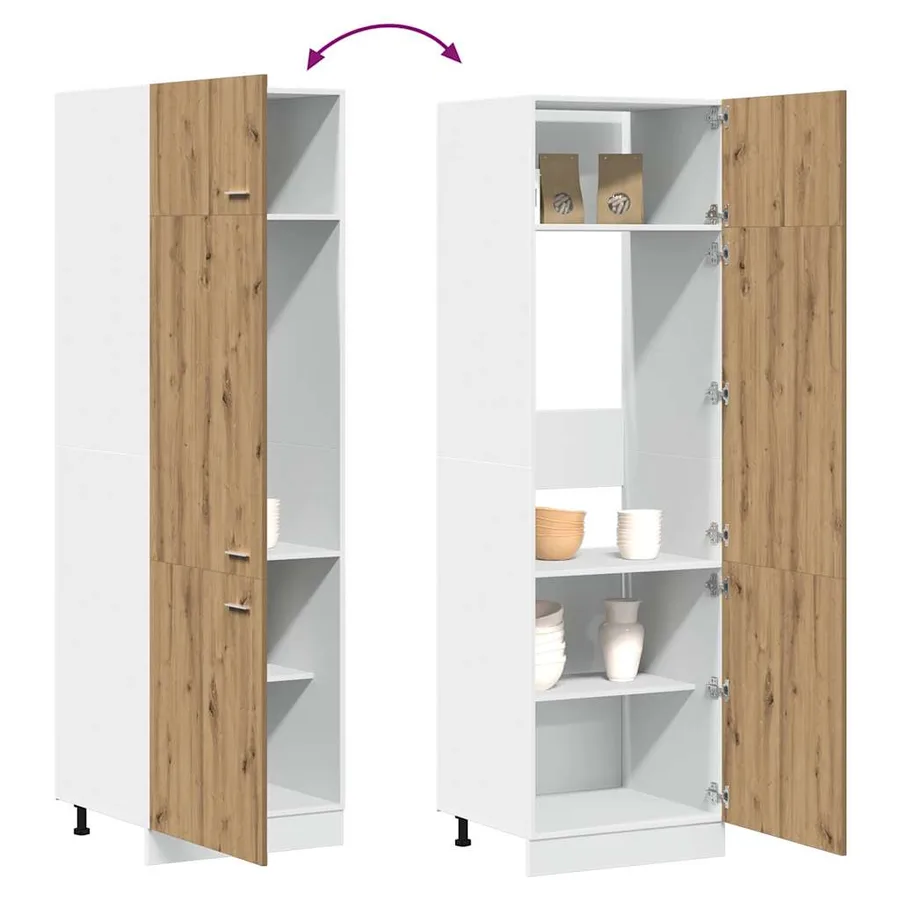 Armoire réfrigérée "Lyon" Chêne artisanal 60 x 57 x 207 cm Bois d'ingénierie - 9