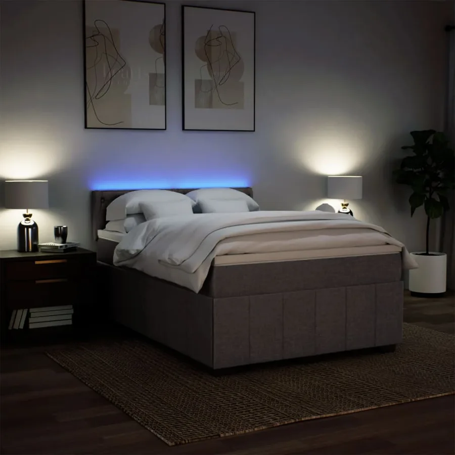 Sommier à lattes de lit avec matelas Taupe 160x200 cm Tissu - 5