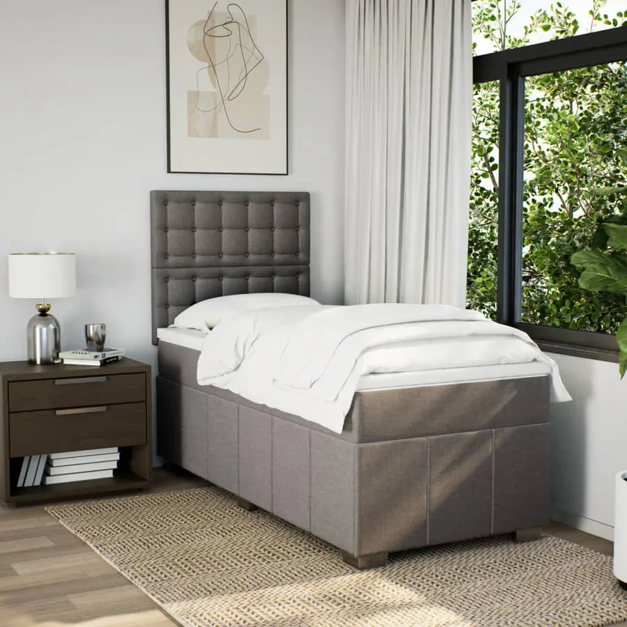 Sommier à lattes de lit avec matelas Taupe 80x200 cm Tissu - 5