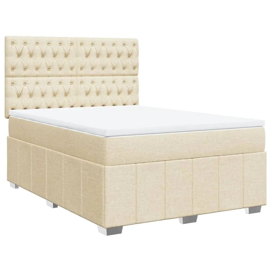 Sommier à lattes de lit avec matelas Crème 160x200 cm Tissu - 2