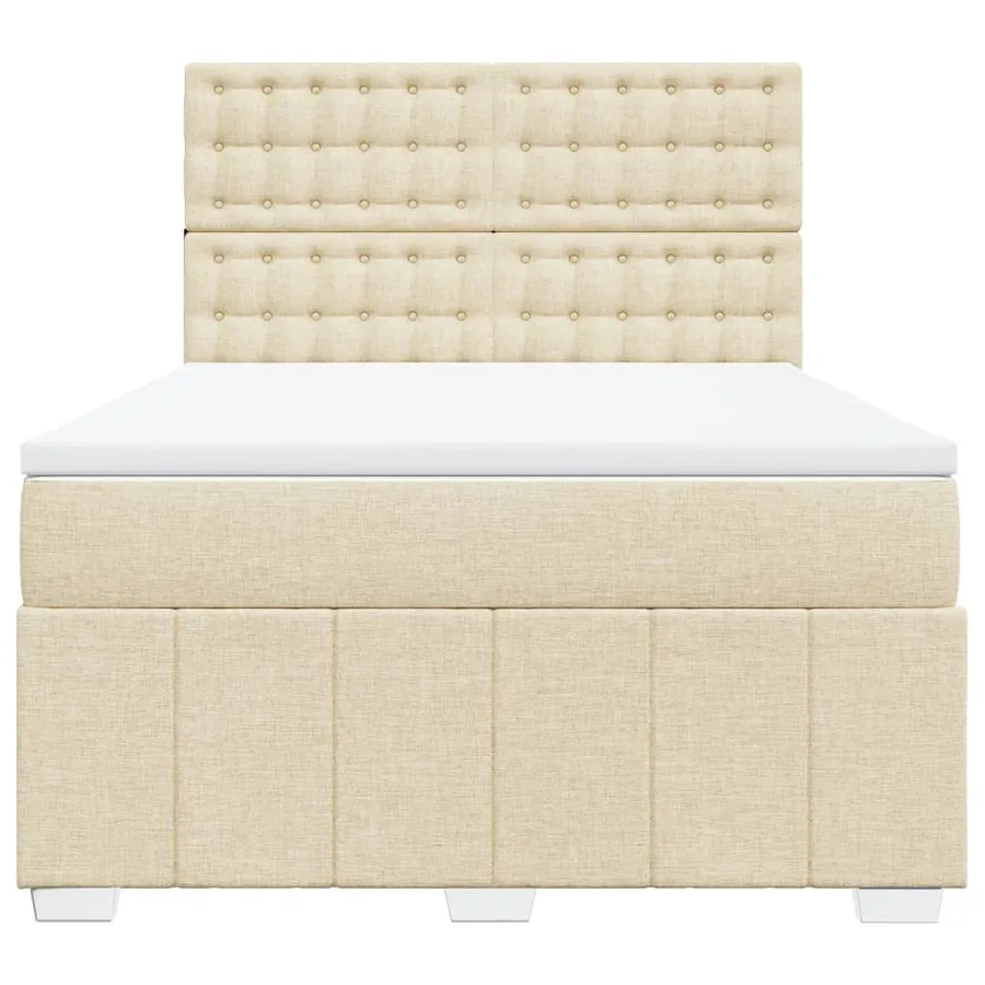 Sommier à lattes de lit avec matelas Crème 160x200 cm Tissu - 4