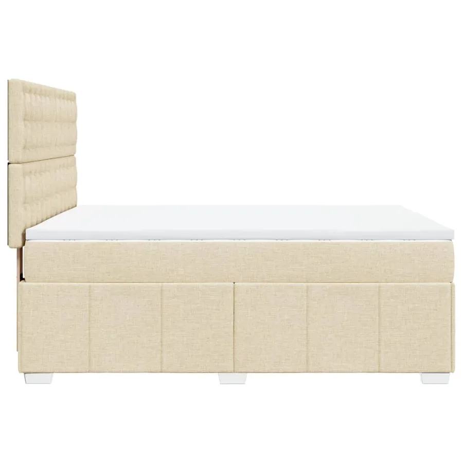 Sommier à lattes de lit avec matelas Crème 160x200 cm Tissu - 5