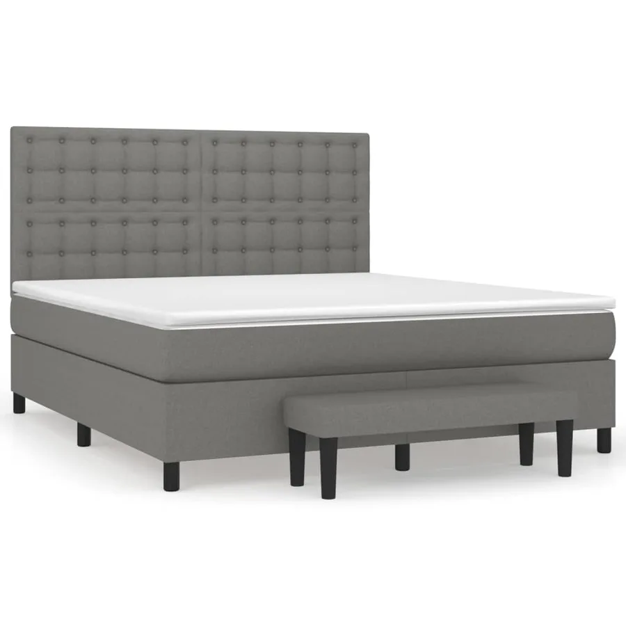 Sommier à lattes de lit avec matelas Gris foncé 160x200cm Tissu - 2