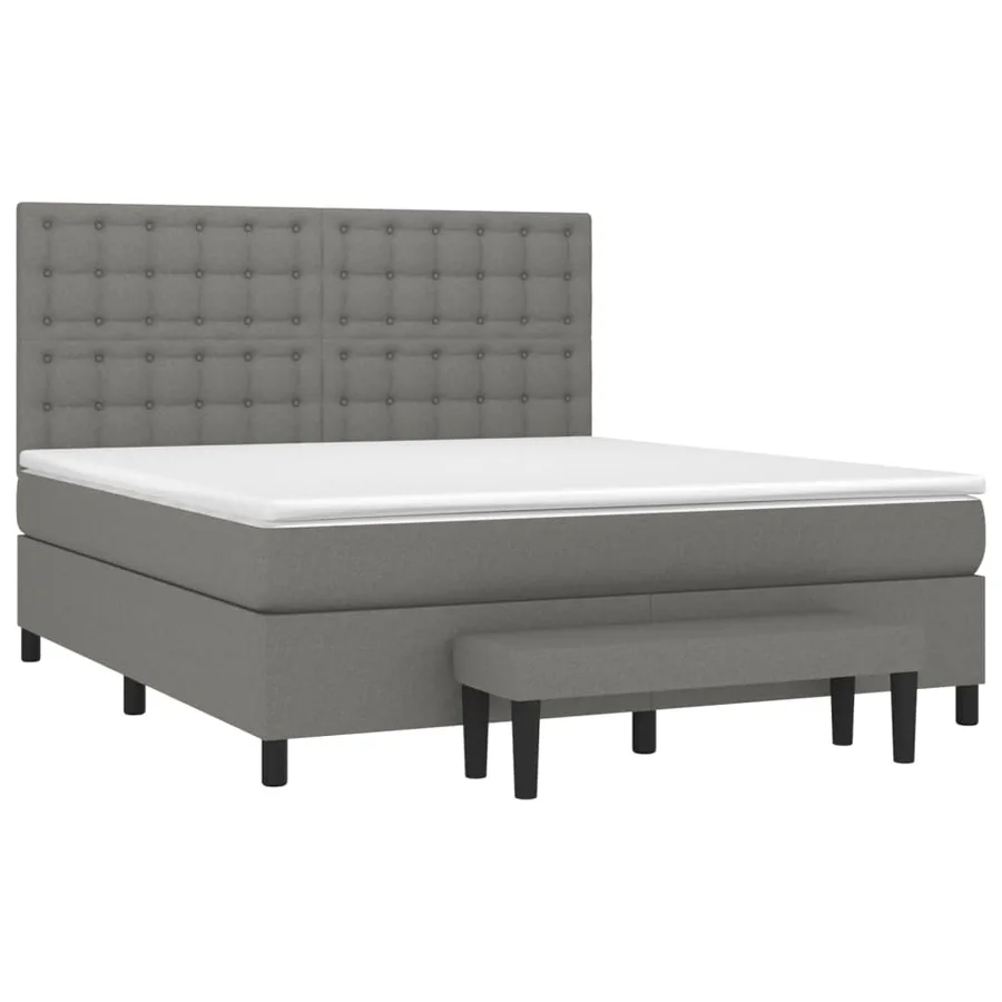 Sommier à lattes de lit avec matelas Gris foncé 160x200cm Tissu - 3