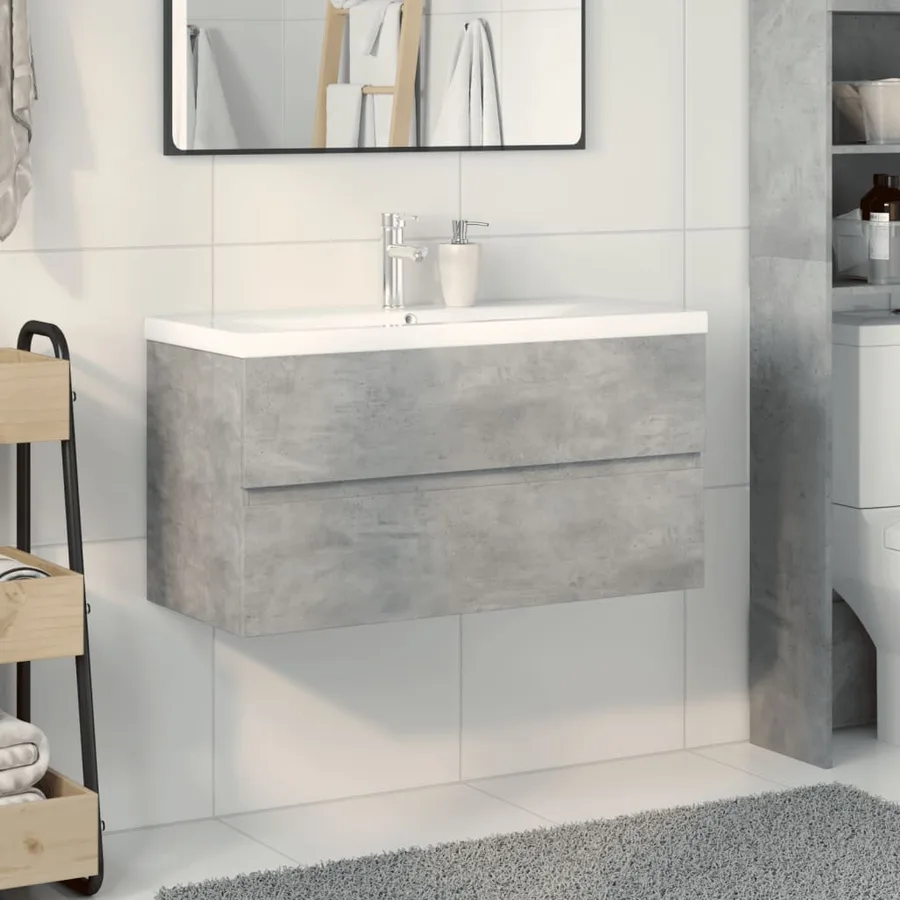 Ensemble de meubles de salle de bain 2 pcs gris béton - 3
