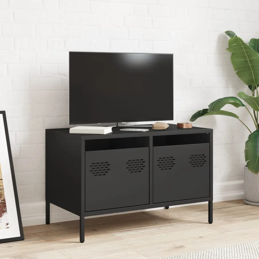 Meuble TV noir 68x39x43,5 cm acier laminé à froid - 3