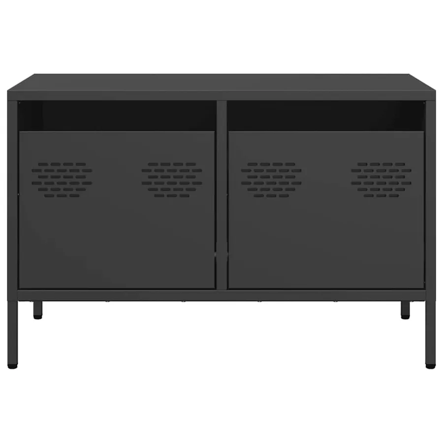 Meuble TV noir 68x39x43,5 cm acier laminé à froid - 4