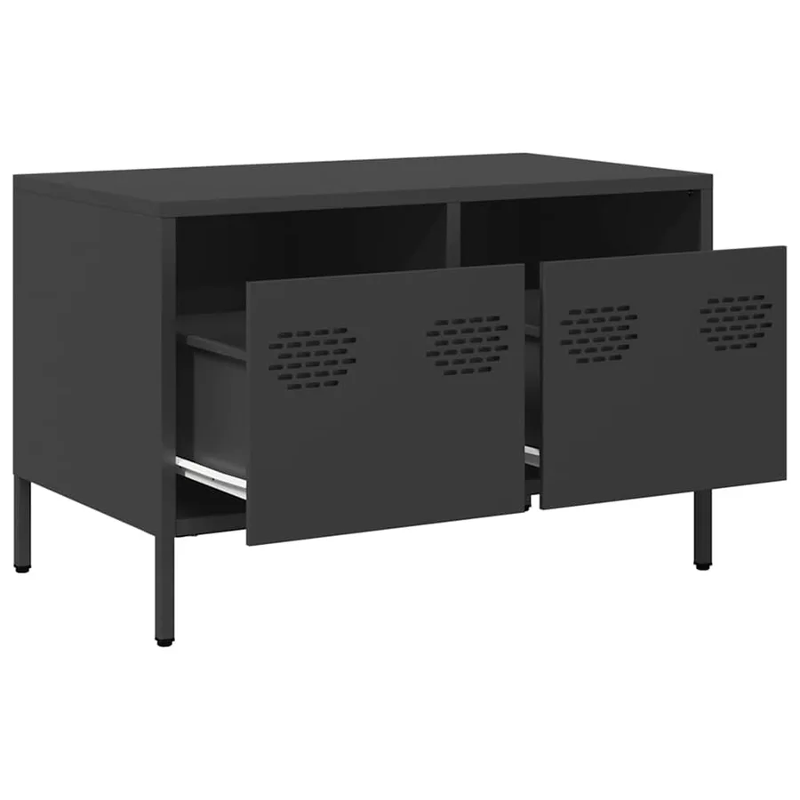 Meuble TV noir 68x39x43,5 cm acier laminé à froid - 5