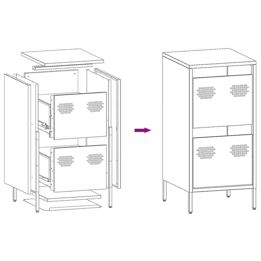 Buffet anthracite 35x39x73,5 cm acier laminé à froid - 11